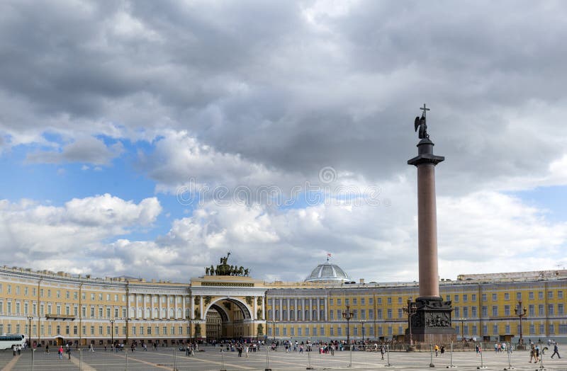 View of the Palace square in St. Petersburg, Stella, General staff building, people on the square