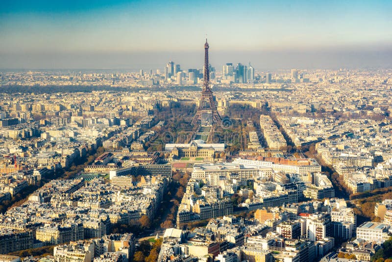 View of Paris with the Eiffel Tower in the Center from the Montparnasse ...