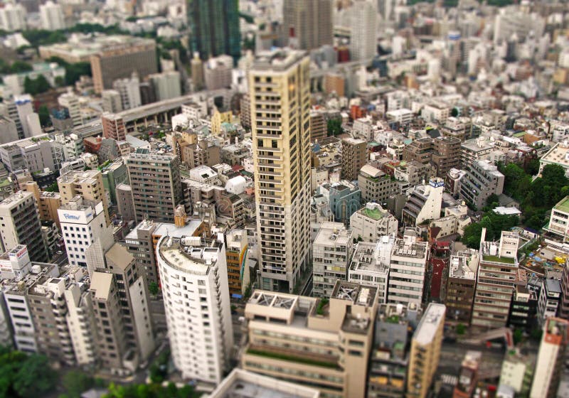 View of parts of Tokyo city center, tilt shift camera stock photos View of parts of Tokyo city center, tilt shift camera stock photos