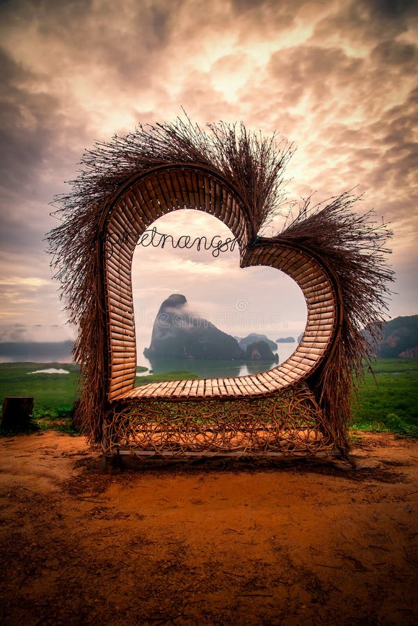 View of Phang Nga Bay in Samed Nang Chee viewpoint at sunrise, Phang Nga, Thailand