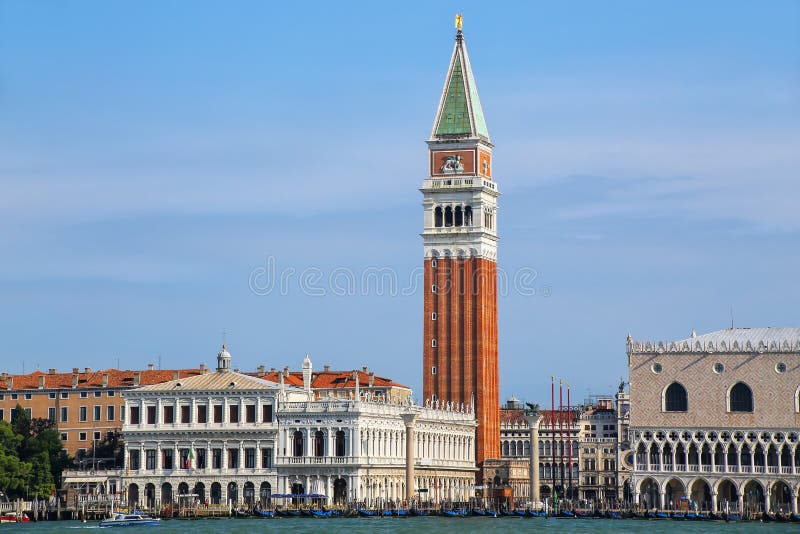 View of Piazza San Marco with Campanile, Palazzo Ducale and Biblioteca in Venice, Italy