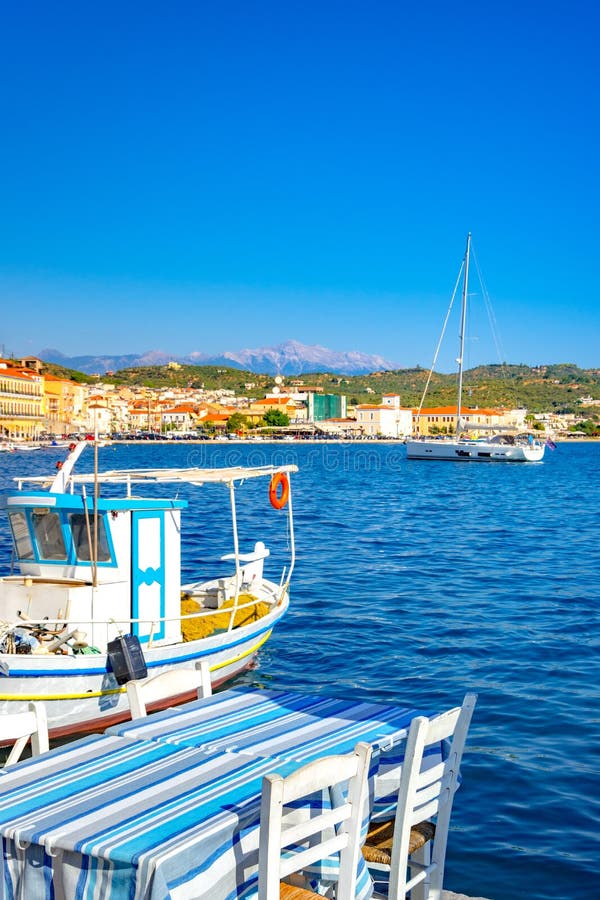 View of the picturesque coastal town of Gythio, Peloponnese. royalty free stock image View of the picturesque coastal town of Gythio, Peloponnese. royalty free stock image