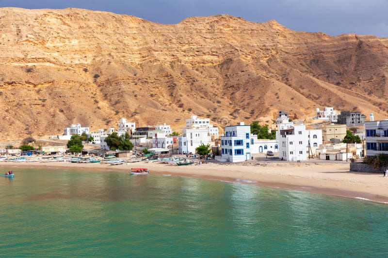 View of picturesque village of Quantab on the coast of Gulf of Oman