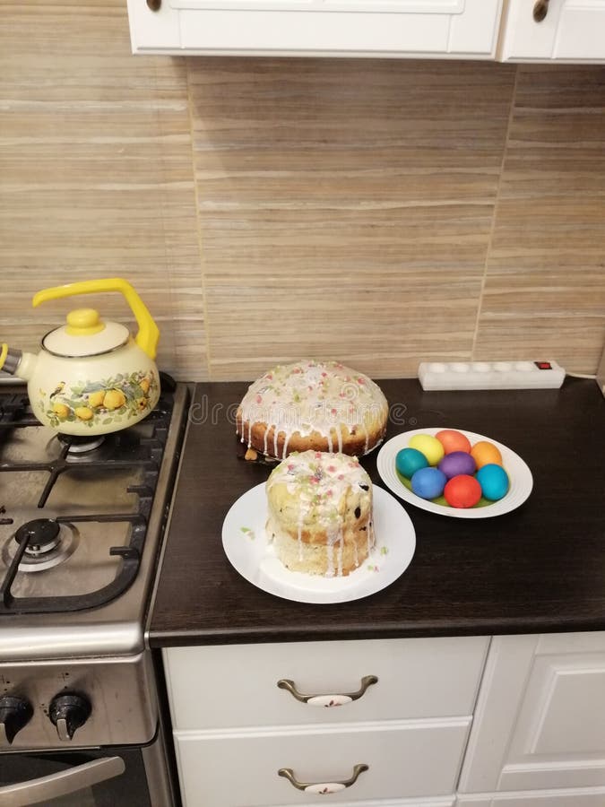 View of pies and Easter eggs royalty free stock photo View of pies and Easter eggs royalty free stock photo