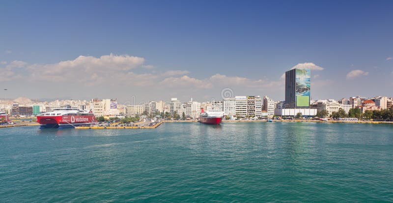 View of Piraeus port, Greece stock images