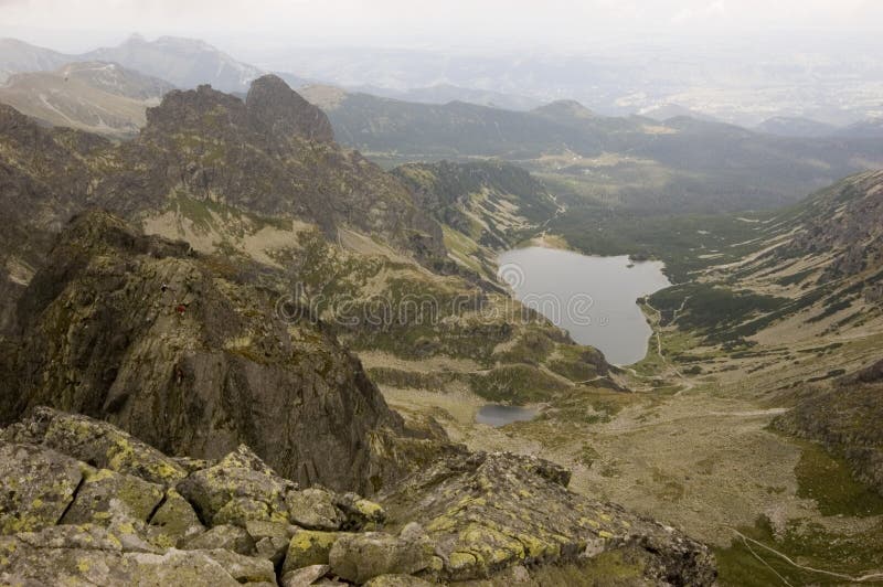 View of Polish Tatra mountains from the top of Kozi Wierch (Czarny Staw). Czarny hill stock images, royalty-free photos and pictures
