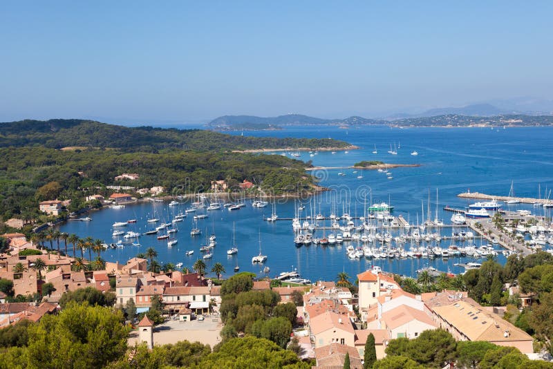 View of Porquerolles island marina in France