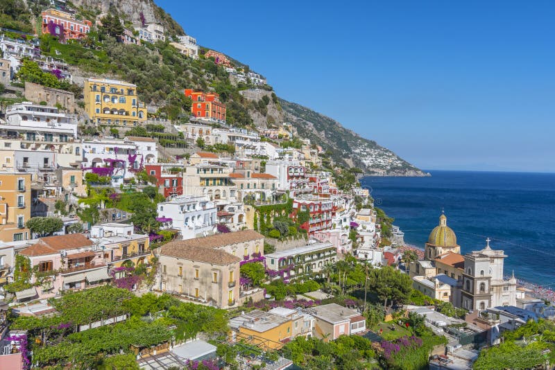 View of Positano, one of the most beautiful and touristic villages of Amalfi Coast, Italy.