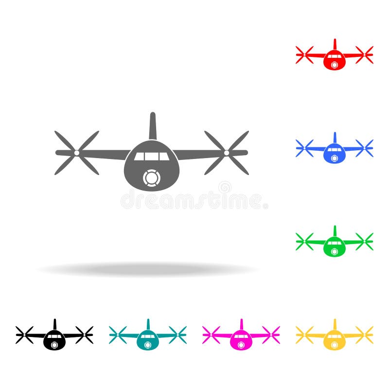 View of propeller aircraft in front icon. Elements of Airport multi colored icons. Premium quality graphic design icon. Simple ico royalty free illustration