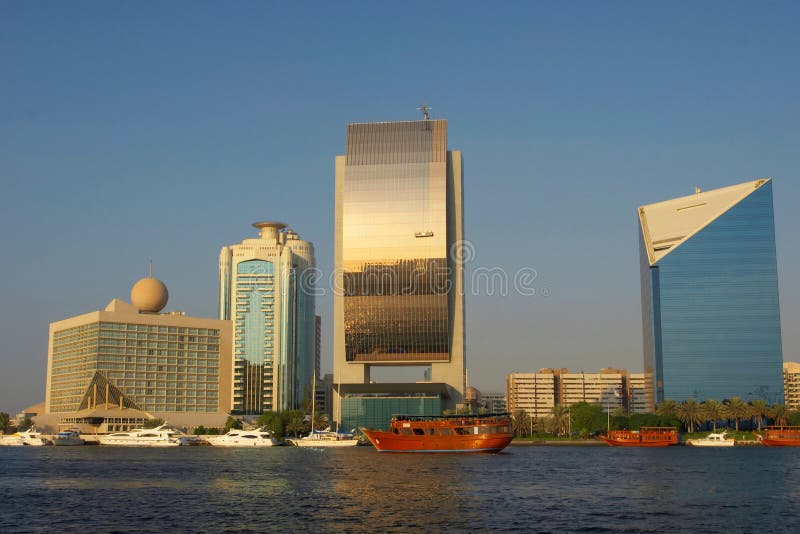 View on quay of Dubai stock photos