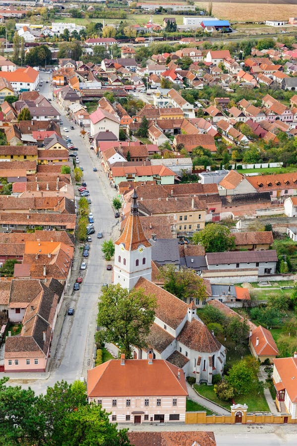 View of Rasnov city from citadel, Romania