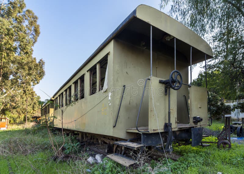 Renovated railroad car in the old abandoned Beirut train station  Mar Mikhael  Lebanon