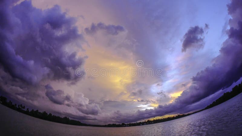 View of the river mouth , silhouette , Fish eye view