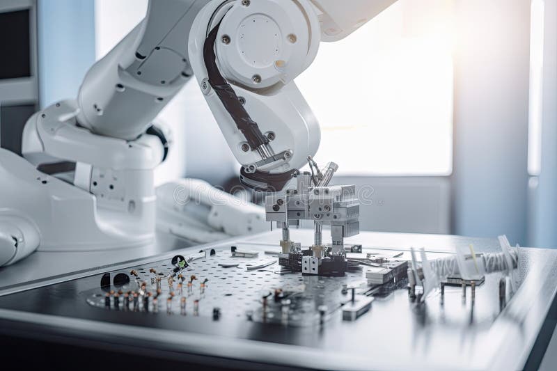 View of Robotic Arm Performing Precise and Intricate Assembly of