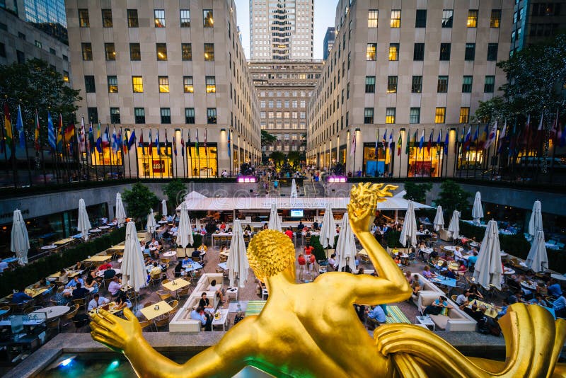 View of Rockefeller Plaza, in Midtown Manhattan, New York. stock image