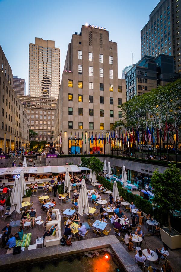 View of Rockefeller Plaza, in Midtown Manhattan, New York. stock photo