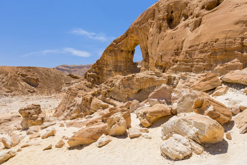 View of rocky landscape in Timna National Park, Negev desert, Israel