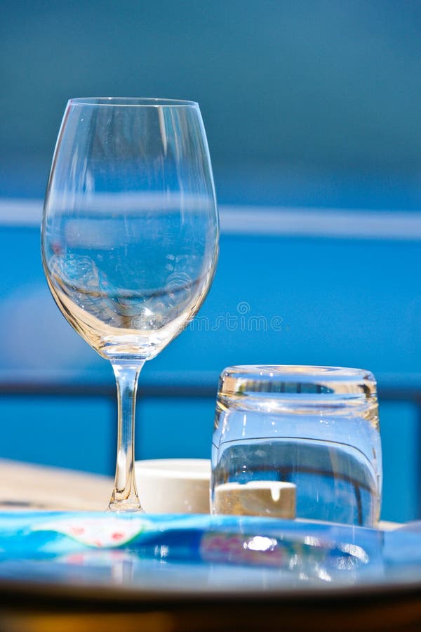 View of romantic table on the sea.