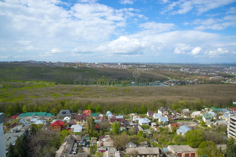 View from the roof of the building of the city of Stavropol, Russia