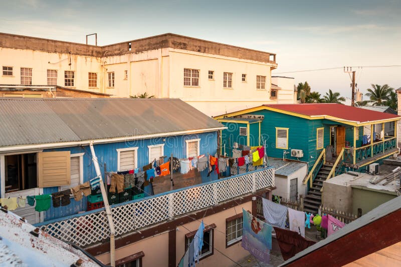 A view from the roof top of  San Pedro, Ambergris Caye island at sunset