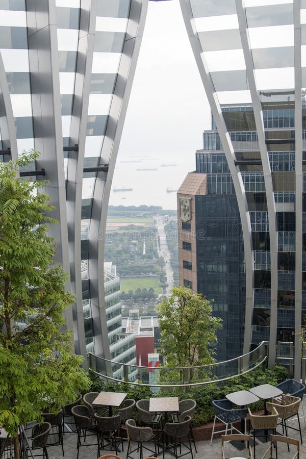 View of the Rooftop Garden at CapitaSpring Building Singapore Editorial