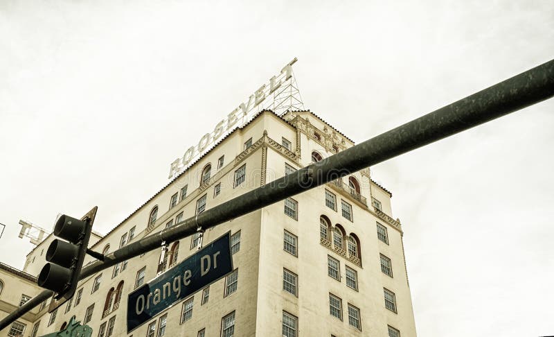 View of the Roosevelt Hotel In Hollywood California stock image View of the Roosevelt Hotel In Hollywood California stock image