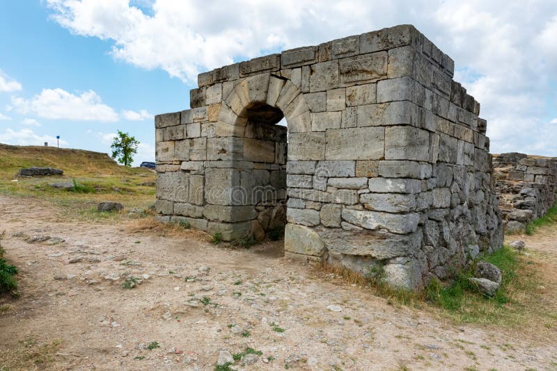 View of ruins of the ancient Greek city of Panticapaeum in Crimea