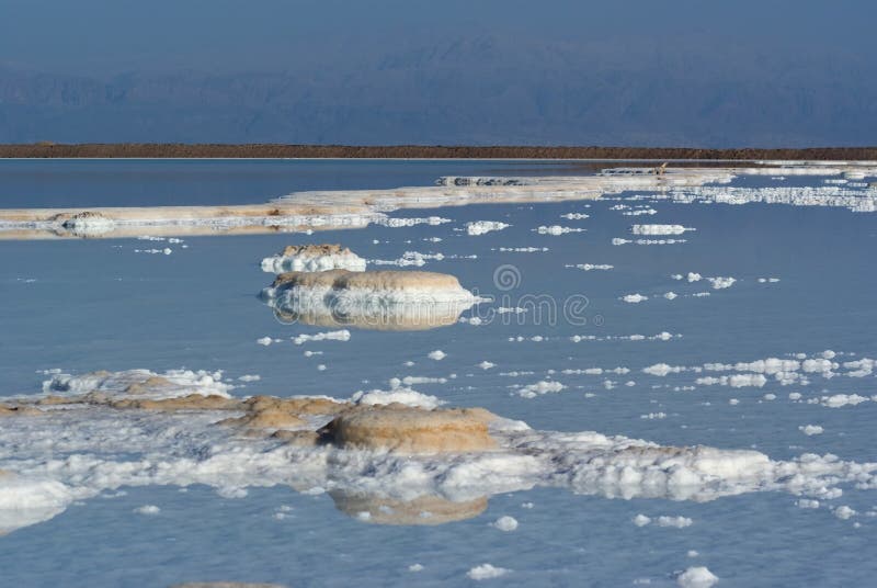 View on salt in the Dead Sea