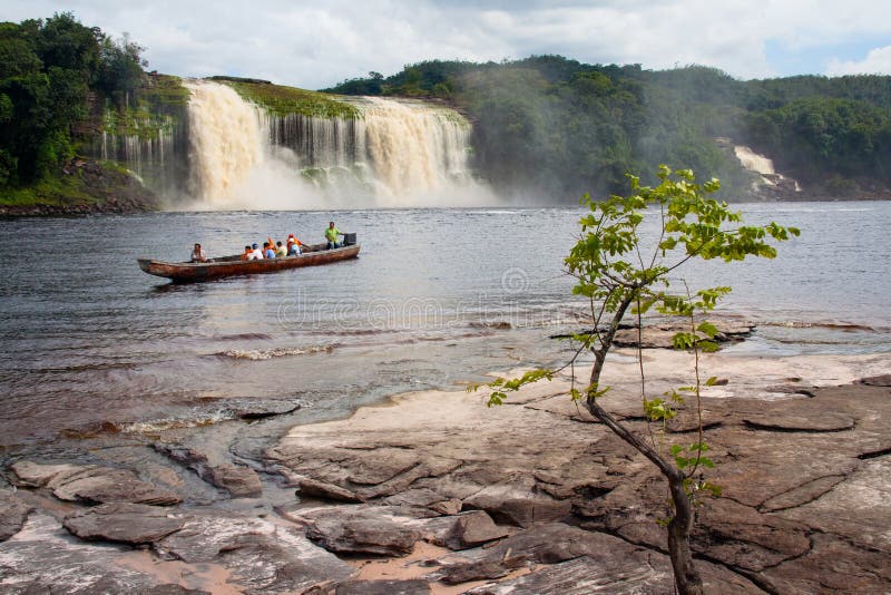 View of Salto Hacha on the lagoon in Canaima National Park - Venezuela