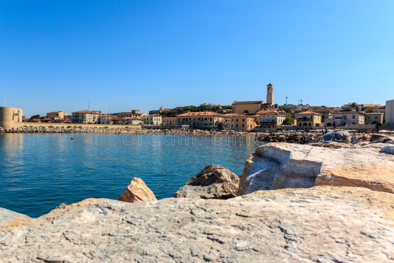 View on San Vincenzo from the Sea Side, Tuscany, Italy Stock Image ...