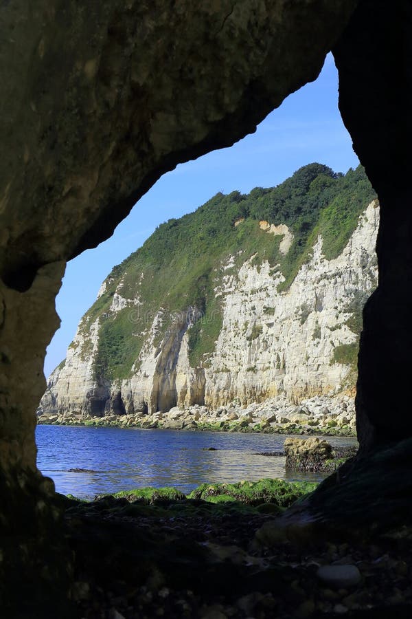 View from sea cave in Devon