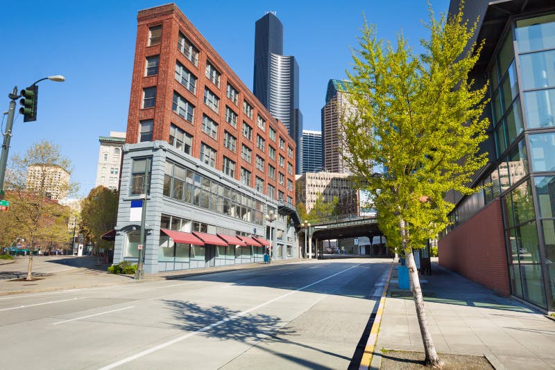 View of Seattle downtown during summer time stock images
