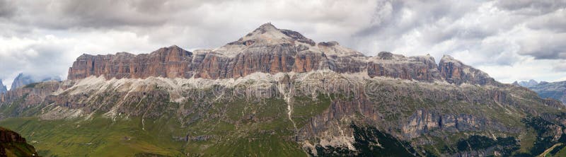 View of Sellagruppe or Gruppo di Sella, South Tirol royalty free stock photo View of Sellagruppe or Gruppo di Sella, South Tirol royalty free stock photo