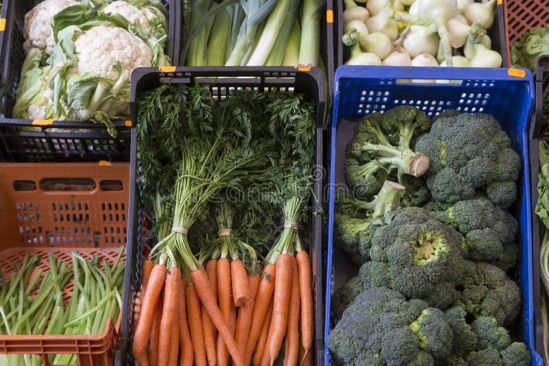 Boxes with Vegetables at a Market Stall Stock Photo Image of fresh