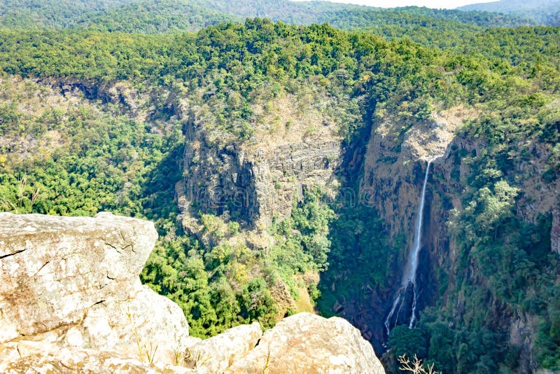 View of Simplipal Tiger Reserve with the Joranda Falls in the foreground, Odisha, India