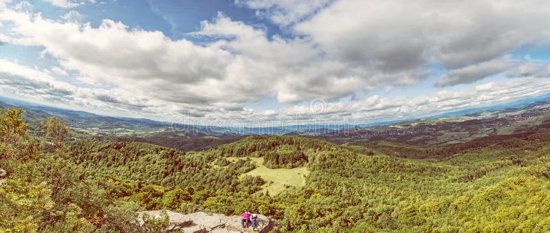 View from the Sitno hill to Stiavnica mountains, yellow filter