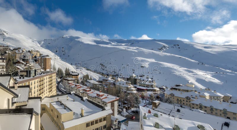 ski resort in Sierra Nevada mountains in Spain