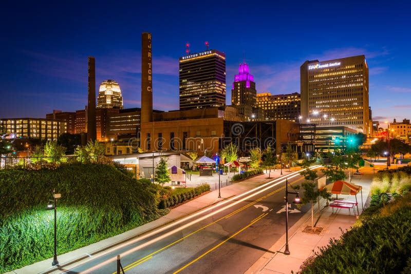View of the Skyline at Night, in WinstonSalem, North Carolina