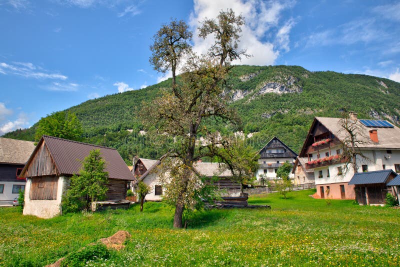 View of Slovenian chalet in Stara Fuzina, Slovenia