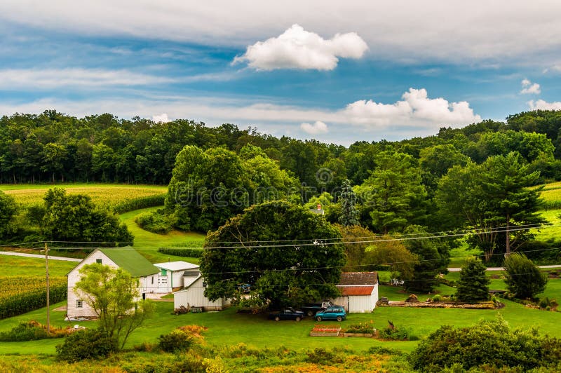 View of a Small Farm in Rural York County, Pennsylvania. Stock Photo