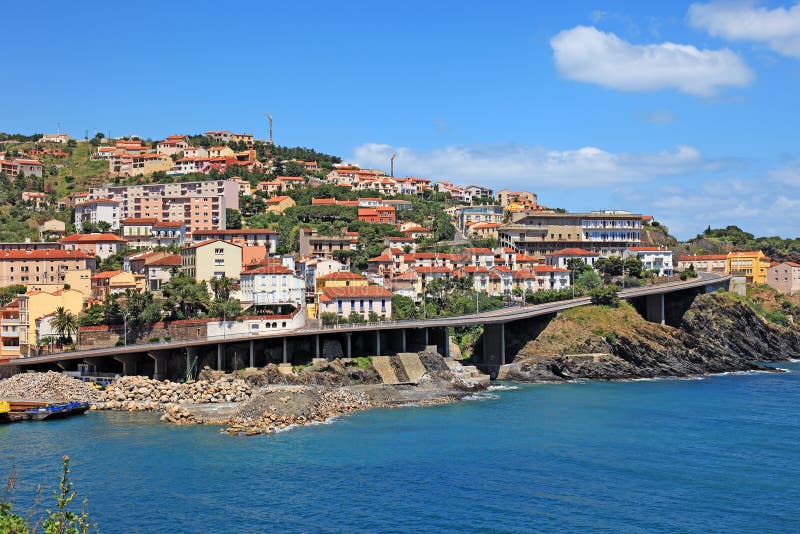 View of small french village Cerbere.