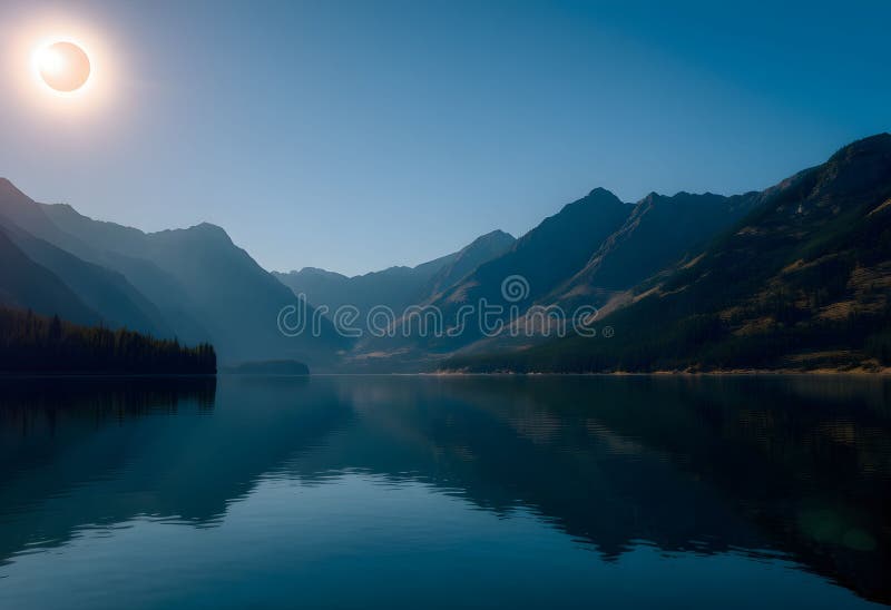 A view of a Solar Eclipse stock illustration