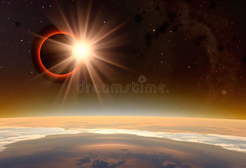 A view of a Solar Eclipse stock illustration