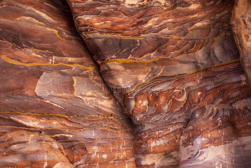 Stone texture with red colours in Petra