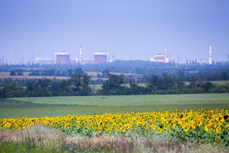 View on South Ukraine Nuclear Power Plant. Station is located near the city of Yuzhnoukrainsk in Mykolaiv region, Ukraine.