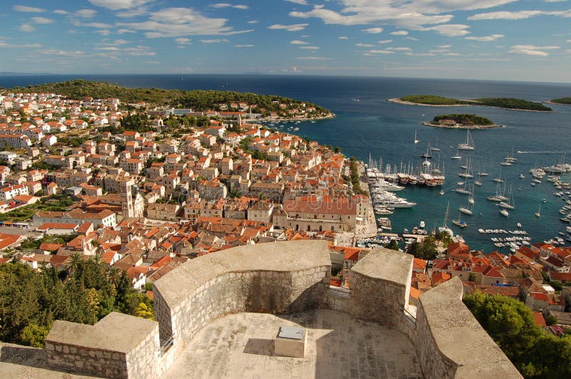 Spectacular view of the Old Town of Hvar, Croatia