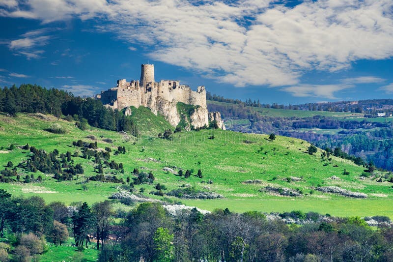 View at Spissky hrad castle from Drevenik rocks