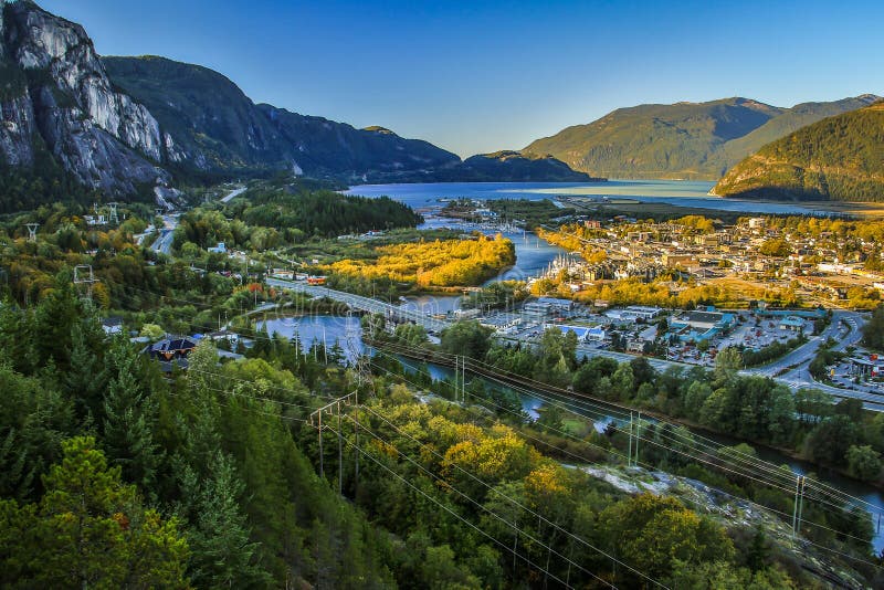 Top view of squamish town stock image. Image of peak 20663309