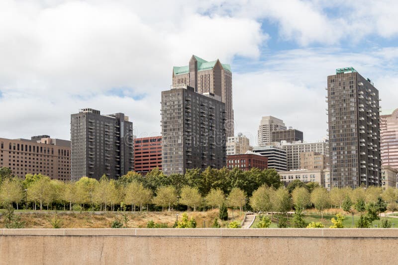 View of St. Louis skyline from Gateway Arch National Park royalty free stock image View of St. Louis skyline from Gateway Arch National Park royalty free stock image