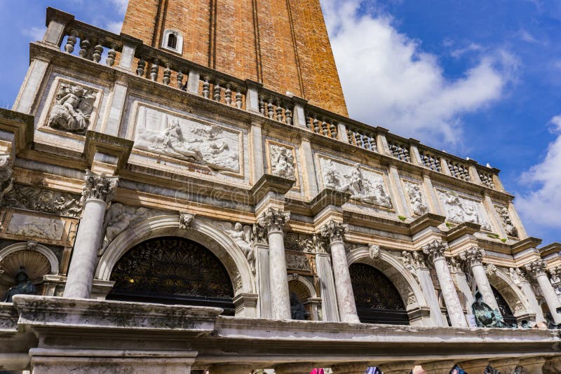 View at bell tower of Church of San Giovanni Elemosinario in Venice, Italy  Stock Photo - Alamy